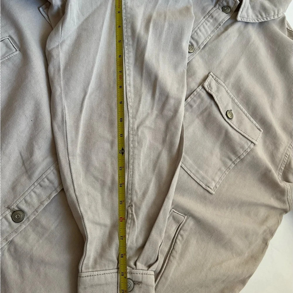 NWT H&M 100% Cotton Women’s Light Beige Oversized Denim Shacket Jacket Size XL - Picture 8 of 10